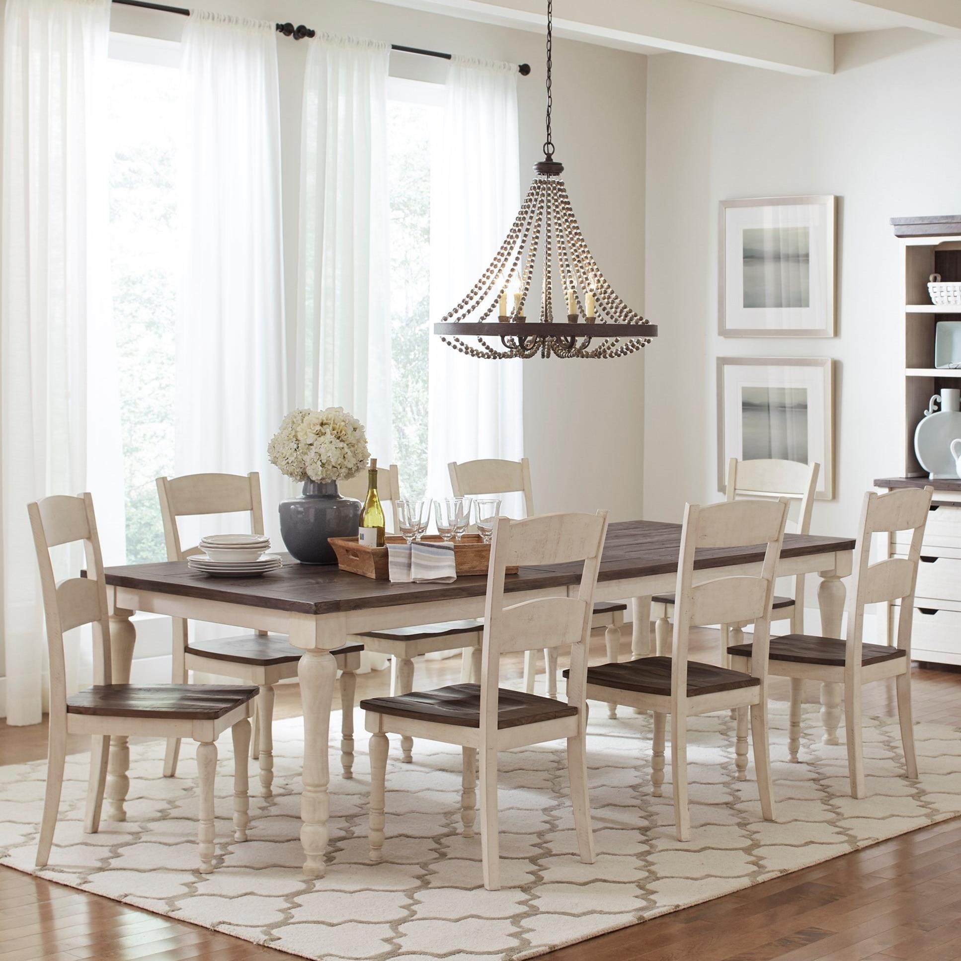 Madison county vintage white top extendable adjustable height dining table